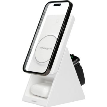 MagSafe geschikte 3-in-1 Oplader! Ontdek de Mobiparts 3-in-1 oplader - jouw ultieme laadoplossing! Geef je iPhone, AirPods en Apple Watch een energieboost met de krachtige 15W lader. Geen gedoe met kabels, alleen pure effici