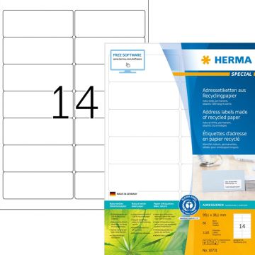 HERMA Etiketten A4 99,1x38,1 mm Rec.Blauer Engel 1120 St