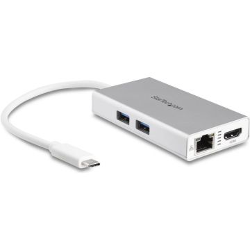 StarTech.com USB-C Multiport Adapter, USB-C Travel Dock met 4K HDMI, 60W Power Delivery Passthrough, GbE, 2pt USB-A 3.0 Hub, USB Type-C Mini Laptop Docking Station, Wit (DKT30CHPDW) - Dockingstation