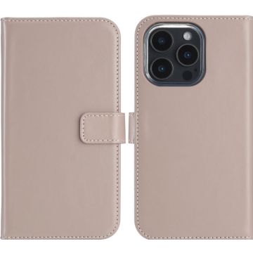 Selencia Echt Lederen Bookcase iPhone 16 Pro - Dusty Pink