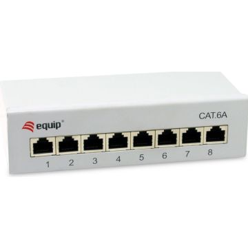 Equip Patchpanel 8x RJ45 Cat6A 19" FTP 1HE Premium helder grijs