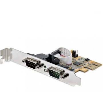 StarTech.com 2-Port PCI Express Serial Card, Dual Port PCIe to RS232 (DB9) Serial Interface Card, 16C1050 UART, Standard or Low Profile Brackets, COM Retention, For Windows & Linux - PCIe to Dual DB9 Card (21050-PC-SERIAL-LP)