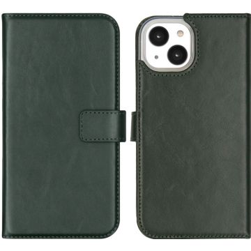 Selencia Echt Lederen Bookcase iPhone 14 - Groen