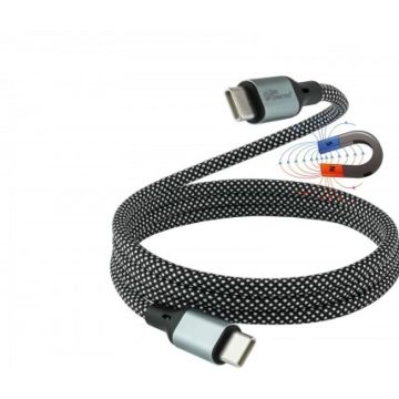 Good Connection Magnet. USB 4.0 3x2 USB-C Spiralk. zwart. 1m