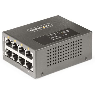 StarTech.com 4-Port Multi-Gigabit PoE++ Injector, 52.5G Ethernet (NBASE-T), PoEPoE+PoE++ (802.3af802.3at802.3bt), 160Watts Power Budget, WallDIN Rail Mountable - Unmanaged, For IP CamerasWireless APsPOSs (AS445C-POE-INJECTOR)