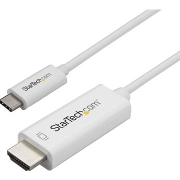 StarTech.com 1m USB C naar HDMI kabel, 4K 60Hz USB Type C naar HDMI 2.0 Video Adapter Kabel, Thunderbolt 3 Compatibel, Laptop naar HDMI MonitorDisplay, DP 1.2 Alt Mode HBR2, Wit (CDP2HD1MWNL) - Adapterkabel