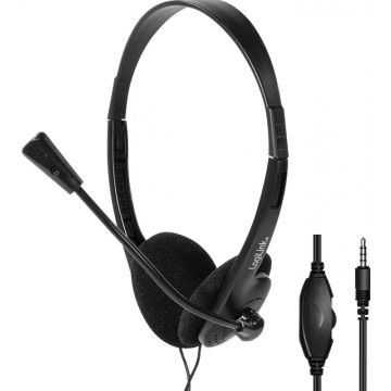 Logilink Stereo-Headset, 1x 3,5-mm-Klinke Bügelmikro Eco-Box
