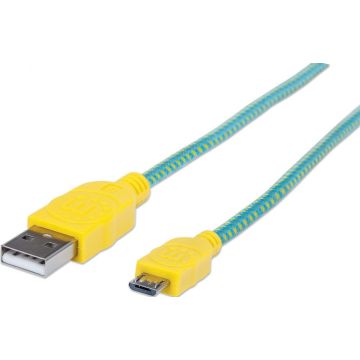 Manhattan USB Kabel A -> micro B St/St 1.8m groen/geel