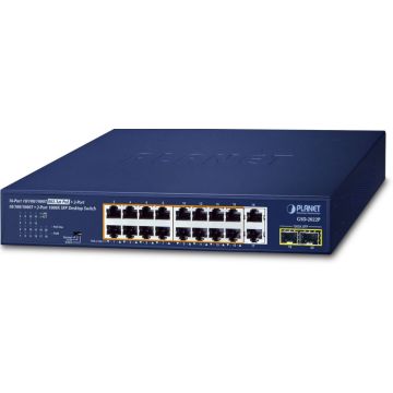 PLANET 16-Port GE 802.3at + 2-Port GE + 2-Port 1000X SFP