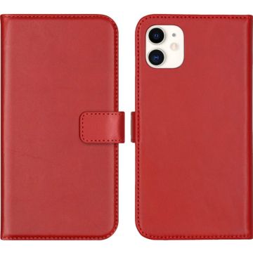 Selencia Echt Lederen Bookcase iPhone 11 - Rood