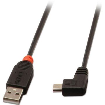 LINDY 1m USB 2.0 Cable. Type A to Mini-B. 90 Degree Right Angle