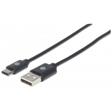 Manhattan USB 2.0 Type C-Kabel C-stekker/A-stekker 0,5m zwart