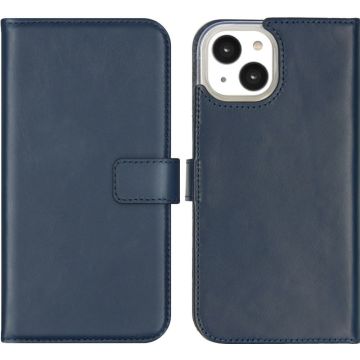 Selencia Echt Lederen Bookcase iPhone 14 - Blauw