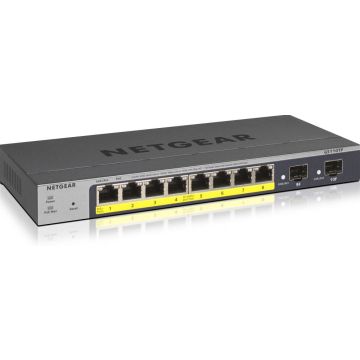 NETGEAR 8-poorts Gigabit PoE+ Ethernet Smart Switch met 2 SFP poorten en Cloud Management (GS110TPv3) - Switch