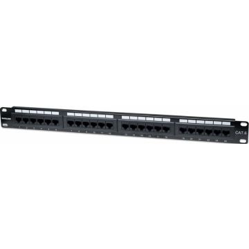 Cat6 Patch Panel 24-Port, UTP, 1U, Black