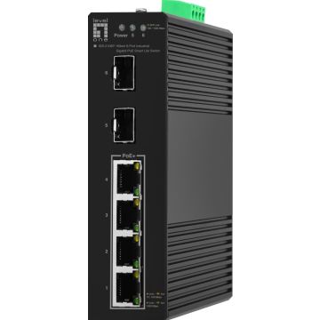 LevelOne Switch 6x GE IGS-2106P 2xSFP, 4xPoE Outputs zwart