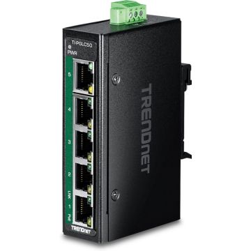 TRENDnet 5-Port Industrial Gigabit PoE+ DIN-Rail Mini Switch