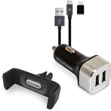 RealPower Mobile Car Set - KFZ-Ladeset + Kabel + houderung