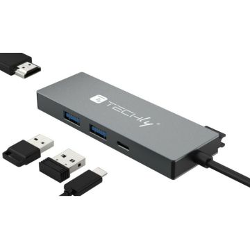 Techly Hub USB-C 4 in 1