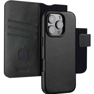 Accezz Leather Bookcase 2-in-1 met MagSafe iPhone 16 Pro Max - Onyx Black