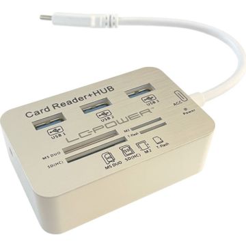 USB Hub LC-Power USB 3.0 3-Port MULTI extern Typ-C Multi-Kartenleser
