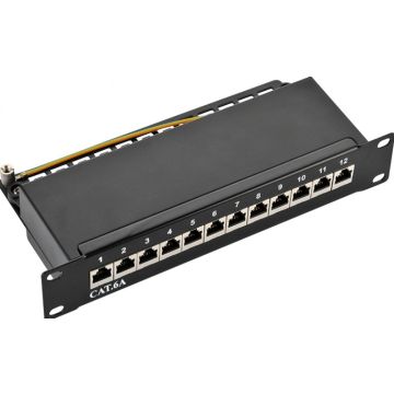 LogiLink 10"" Cat.6A Patchpanel, 12-port STP, zwart