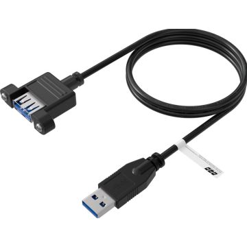 EFB USB3.0 verleng A-A,St.-Einbaubuchse,1,8m,zwart,Cl