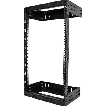 StarTech.com 18U 19" Wandmonteerbare Server Rack, Verstelbare Diepte 12-20", 2 Post Open Frame Serverruimte Rack voor AVDataServerSwitch met Kooimoeren en Schroeven (RACK-18U-20-WALL-OA) - Rack open frame