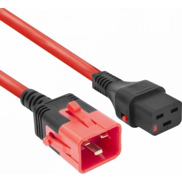 ACT PC3641 – stroomkabel – C19 naar C20 – IEC Lock Dual Locking – 3 m – rood – 250 V / 16 A