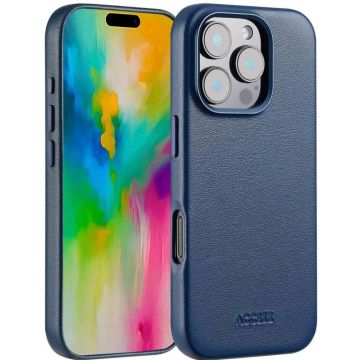 Accezz MagSafe Leather Backcover iPhone 16 Pro - Nightfall Blue