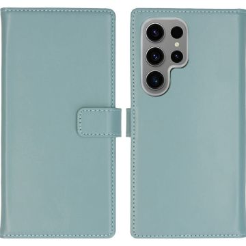 Selencia Echt Lederen Bookcase Samsung Galaxy S24 Ultra - Air Blue