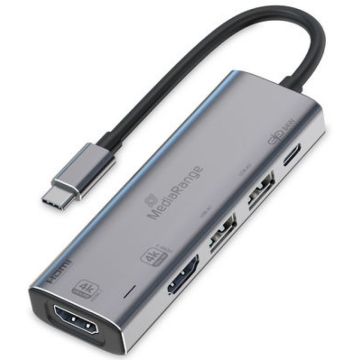 MediaRange HUB USB-C 5 in 1 Multiport Adapter, zilver