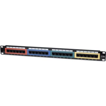 Intellinet Patchpanel 1HE 24-Port Cat5e UTP farbkodiert