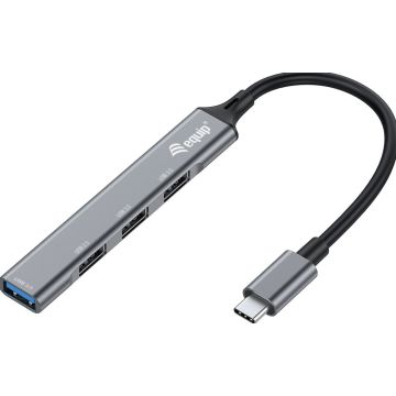 Equip USB-Hub 4-Port 1x3.0/3x2.0 USB->USB-C o.voeding grijs