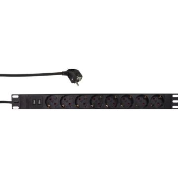 LogiLink stekker omlijsting 8-lade CEE7/3+2 USB, met Ã-Schutz
