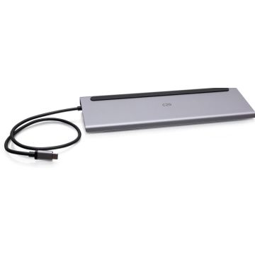 C2G USB-C 10-in-1 Triple Display Docking Station with HDMI, DisplayPort, VGA, Ethernet, USB, SD Card Reader, 3.5mm Audio and Power Delivery up to 100W - 4K 30Hz