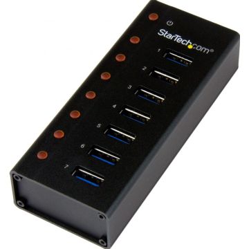 StarTech.com 7-poorts USB 3.0 hub - op een desktop of op de wand monteerbare metalen behuizing
