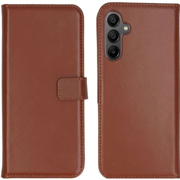 Selencia Echt Lederen Bookcase Samsung Galaxy A15 (5G/4G) - Lichtbruin