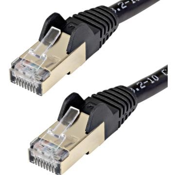StarTech.com 7m CAT6A Ethernet Cable, 10 Gigabit Shielded Snagless RJ45 100W PoE Patch Cord, CAT 6A 10GbE STP Network Cable wStrain Relief, Black, Fluke TestedUL Certified WiringTIA - Category 6A