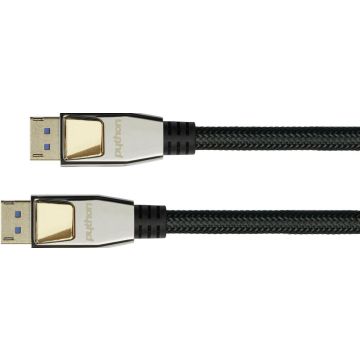 Python DisplayPort 2.0 Kabel Nylongeflecht zwart 0,5m