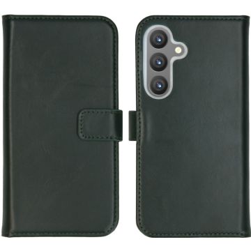 Selencia Echt Lederen Bookcase Samsung Galaxy S24 - Groen