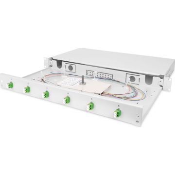 FO splice box 1U equipped 6x LC DX OS2