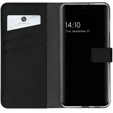 Selencia Echt Lederen Bookcase Samsung Galaxy S21 FE - Zwart