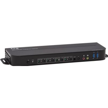 Eaton Tripp Lite series 4-Port DisplayPort KVM with Dual Console Ports (DP and HDMI), 4K 60Hz 4:4:4, DP1.4 with IR Remote - KVM  audio  USB switch