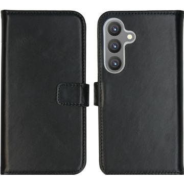 Selencia Echt Lederen Bookcase Samsung Galaxy S24 - Zwart