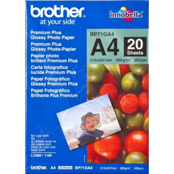 Brother BP-71GA4, 260 g/m², A4, Blauw, Rood, 20 vel, 265 µm, 100 jaar