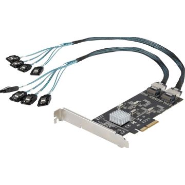 StarTech.com 8 Port SATA PCIe Kaart, PCI Express 6Gbps SATA Uitbreidingkaart met 4 Host Controllers, SATA PCIe Controller Kaart, PCI-e x4 Gen 2 naar SATA III, SATA HDDSSD (8P6G-PCIE-SATA-CARD) - Controller voor opslag