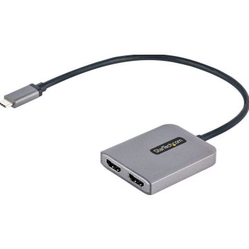 StarTech.com USB-C to Dual HDMI MST HUB, Dual HDMI 4K 60Hz, USB Type C Multi Monitor Adapter for Laptop w 1ft (30cm) cable, DP 1.4 Multi-Stream Transport Hub, USB Type C to 2x HDMI Ports - USB-C to HDMI Splitter (MST14CD122HD)