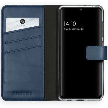 Selencia Echt Lederen Bookcase Samsung Galaxy A41 - Blauw