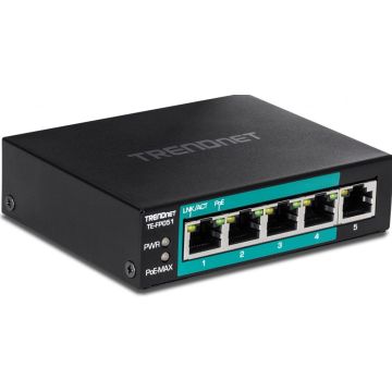 TRENDnet 5-Port Fast Ethernet Long Range PoE+ Switch